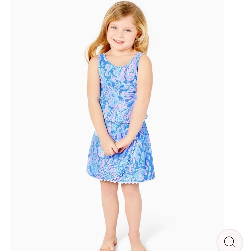 Lilly Pulitzer mini Jarrett romper in Boca blue sea what I sea large (8-10) NWT